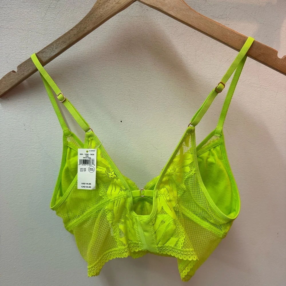 NWT Aerie Vibrant Lime Lace Bralette - Picture 3 of 4